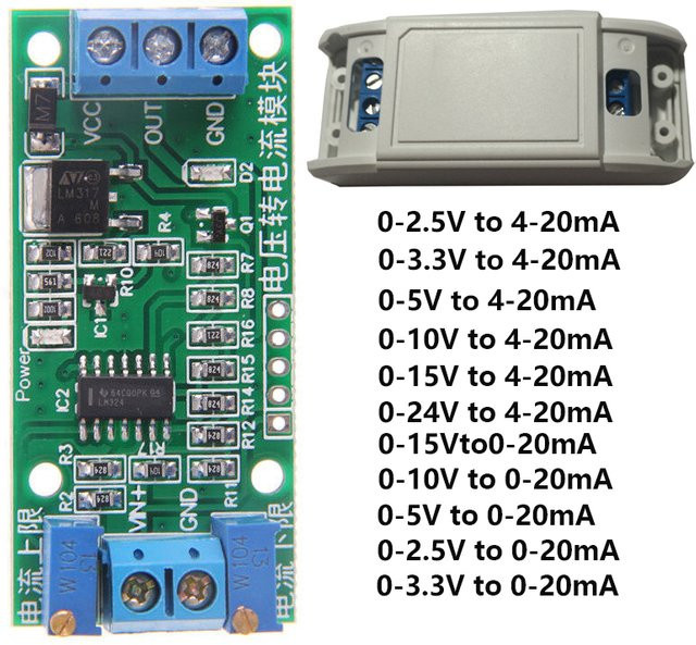 diymore Stromsender-Signalwandlermodul zur Umwandlung von Spannung in Strom 0–2,5 V bis 0–24 V auf 0–20 mA/4–20 mA - Bild 1