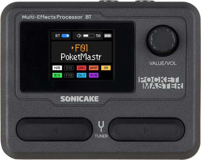 SONICAKE QME-10 Pocket Master Multi-Effekt-Pedal für Gitarre und Bass mit 100+ Effekten und App-Steuerung, Schwarz/Mehrfarbig - Bild 1
