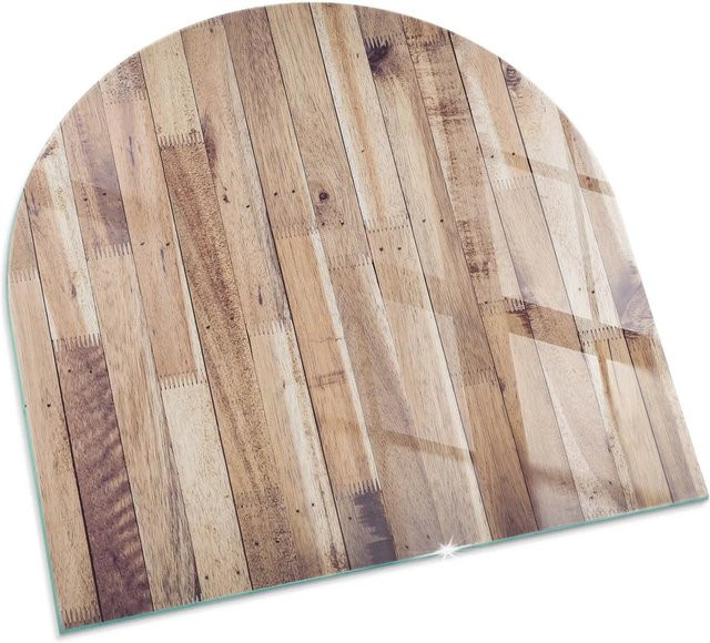 Tulup Funkenschutzplatte aus Glas als Halbkreis für Kamin und Öfen, Farbe: Braun, B/T/H: 100 x 100 cm - Bild 1