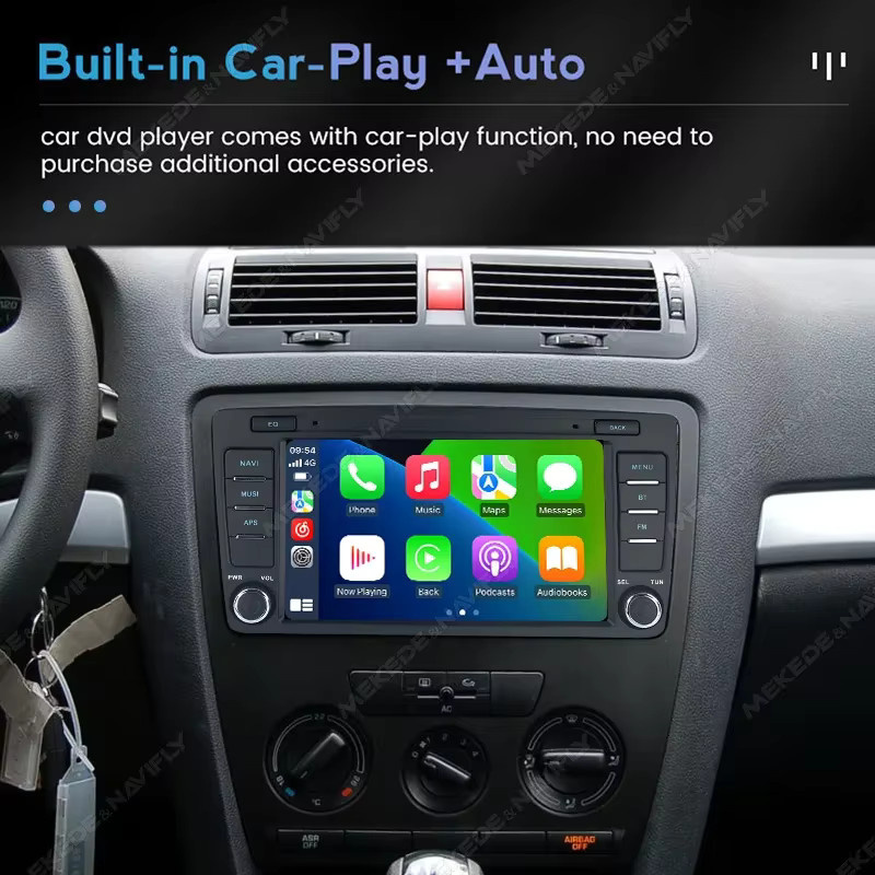 MEKEDE Android Autoradio mit 8 Zoll Display für Skoda Octavia 2 A5 2004-2013 inklusive GPS und WIFI in Schwarz - Bild 3