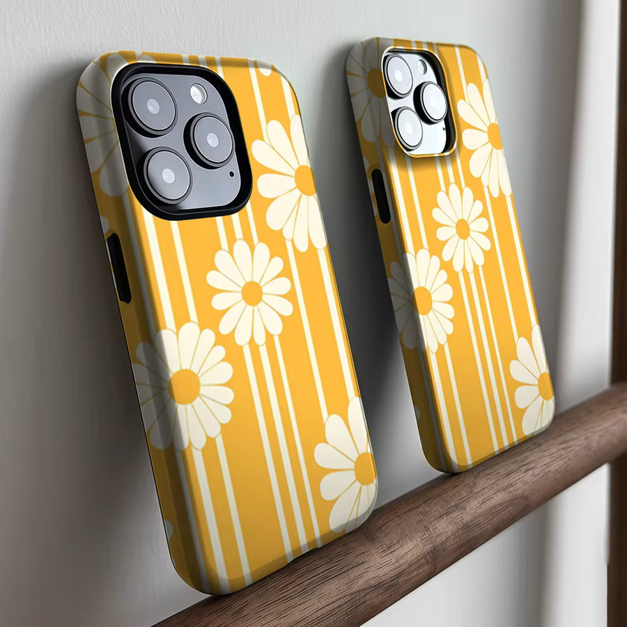 CaseLumi Matte Bumper MagSafe Schutzhülle für iPhone 17 16 15 14 13 Pro Max mit Sonnigen Gänseblümchen in Gelb - Bild 2