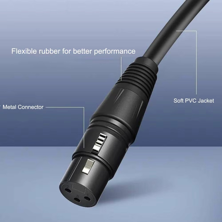 Bochara XLR-Audiokabel, Stecker auf Buchse, M/F, abgeschirmtes OFC-Kabel in Schwarz - Bild 4