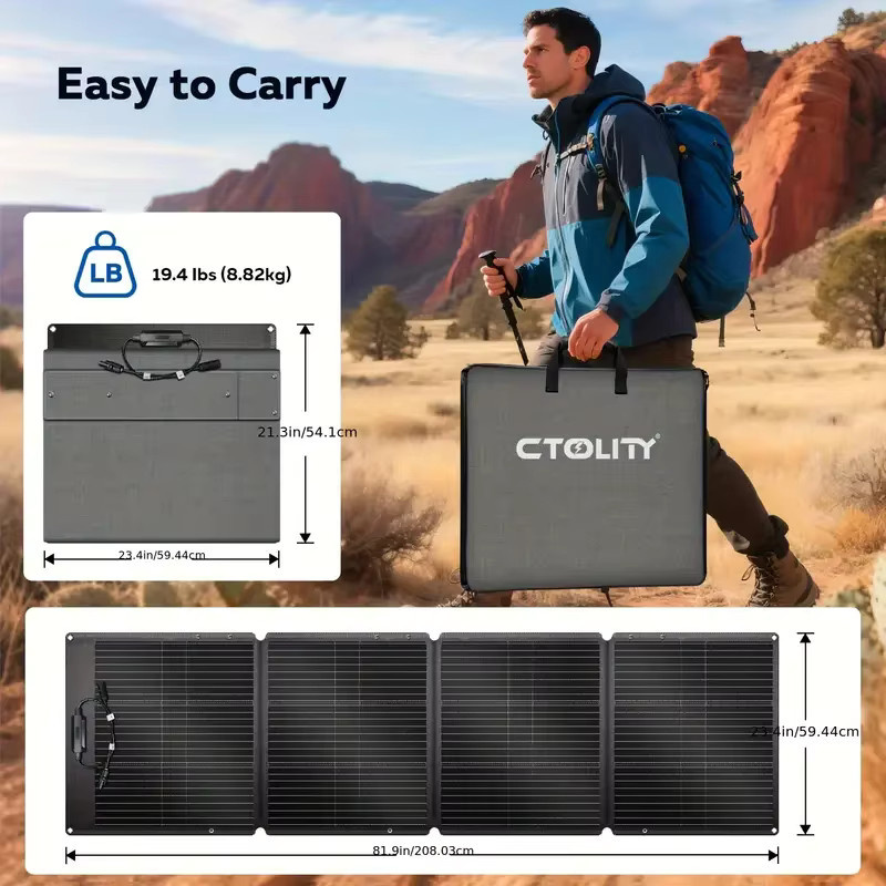 Sukflow Solarpanel Faltbar 200 W Monokristallines Solarladegerät Schwarz für Camping und Outdoor - Bild 4