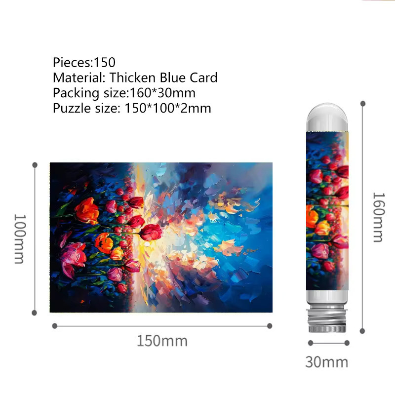 MaxRenard Mini-Reagenzglas-Ölgemälde von Tulpen, Puzzle, 150 Teile - Bild 3