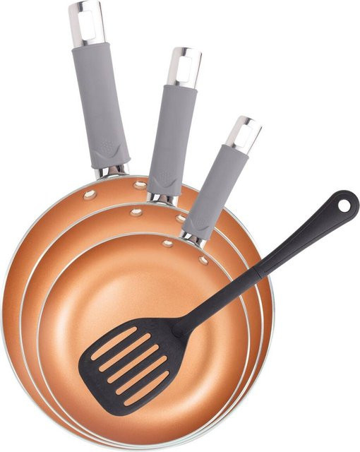 Bergner Pfannenset Loja Reeco aus Kupfer und Aluminium mit Non-Stick-Beschichtung, 4-teilig, Kupfer - Bild 1
