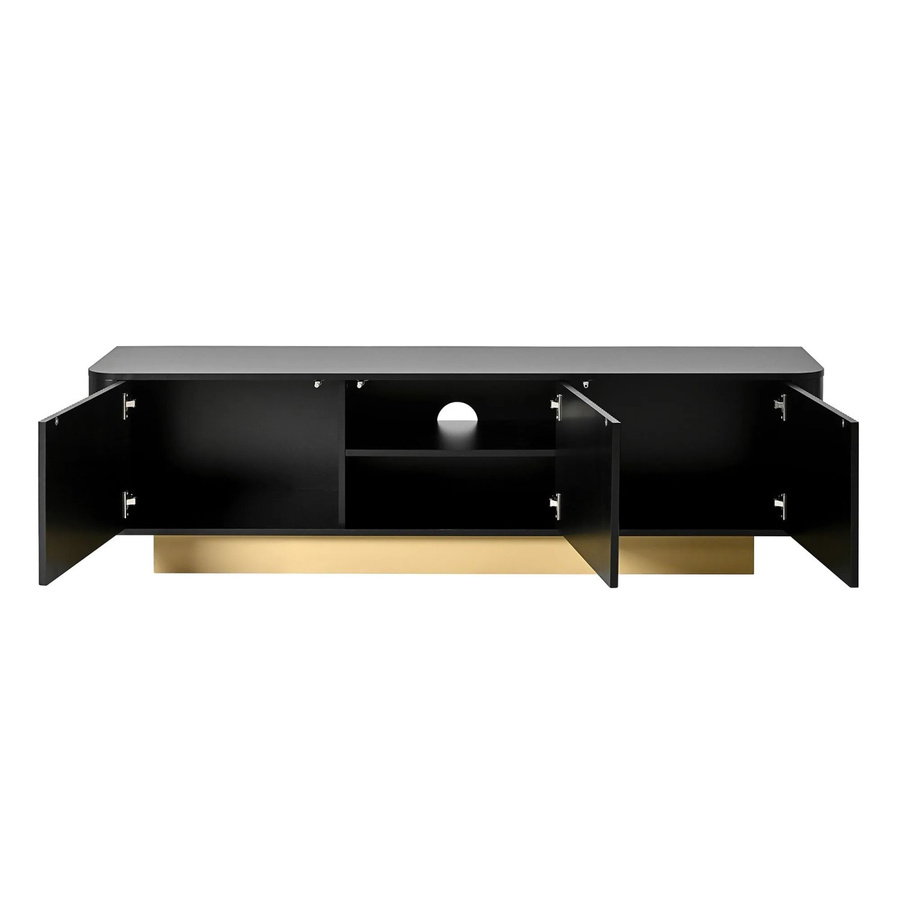 okwish TV Schrank in Schwarz mit Texturfront und Kabelmanagement, Breite: 170 cm, Tiefe: 40,5 cm, Höhe: 47 cm - Bild 2