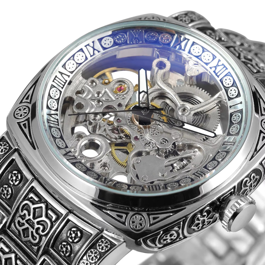 Forsining Armbanduhr Automatik, Edelstahl, Eckig, Silber, Herren - Bild 2