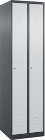 C+P Spind Classic PLUS Garderobenschrank mit 2 Abteilen in Anthrazitgrau und Lichtgrau, H x B x T: 185 x 50 x 50 cm, mit Zylinderschloss, Garderobenhaken und Soft-Close-Türen - Bild 1