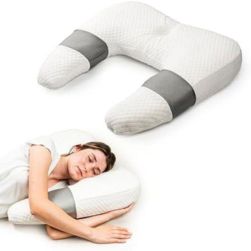 Ergonomisches U-förmiges Nackenkissen von InnovaGoods aus Viskoelastischem Memory Foam in Weiß, waschbar - Bild 2
