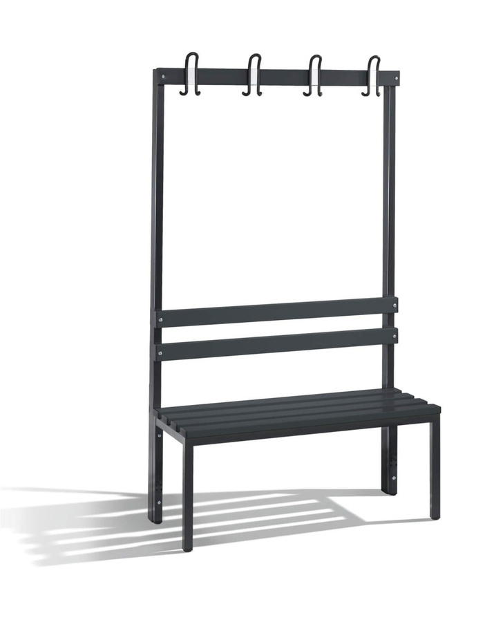 BIGBOXX Umkleidebank Comfort aus Kunststoff mit einseitiger Hakenleiste in Schwarz Matt - Bild 1