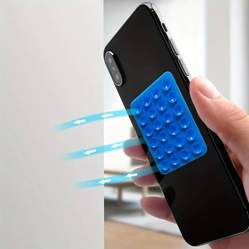 QI CHEN Silikon-Telefonhaltermatte mit Saugnapf, quadratischer Wandständer für die Rückseite, Schwarz - Bild 6