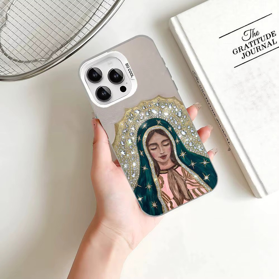 Stoßfeste Handyhülle mit Virgen Mary Virgin De Guadalupe Motiv für iPhone 11 bis iPhone 17 Pro Max Plus in Silber und Multicolour - Bild 6