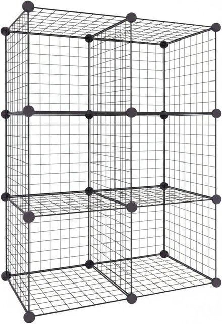 Relaxdays Steckregal aus Stahl in Schwarz mit 6 Würfeln, B/H/T: 75 x 110 x 37 cm - Bild 1
