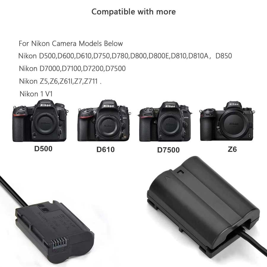 D-TAP zu EN-EL15 Dummy-Akku DC-Netzteil für Nikon Kameras in Schwarz - Bild 3