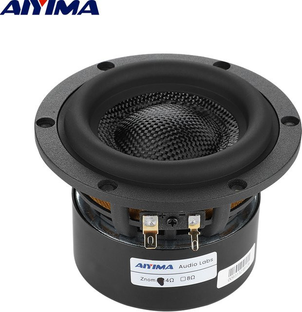 AIYIMA 4 Zoll Subwoofer Lautsprecher mit 80 Watt HiFi Bass Audio und Fiberglas Becken in Schwarz - Bild 1