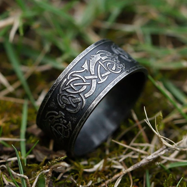 Ring Edelstahl, Odin Wikinger Amulett, Herren - Bild 1