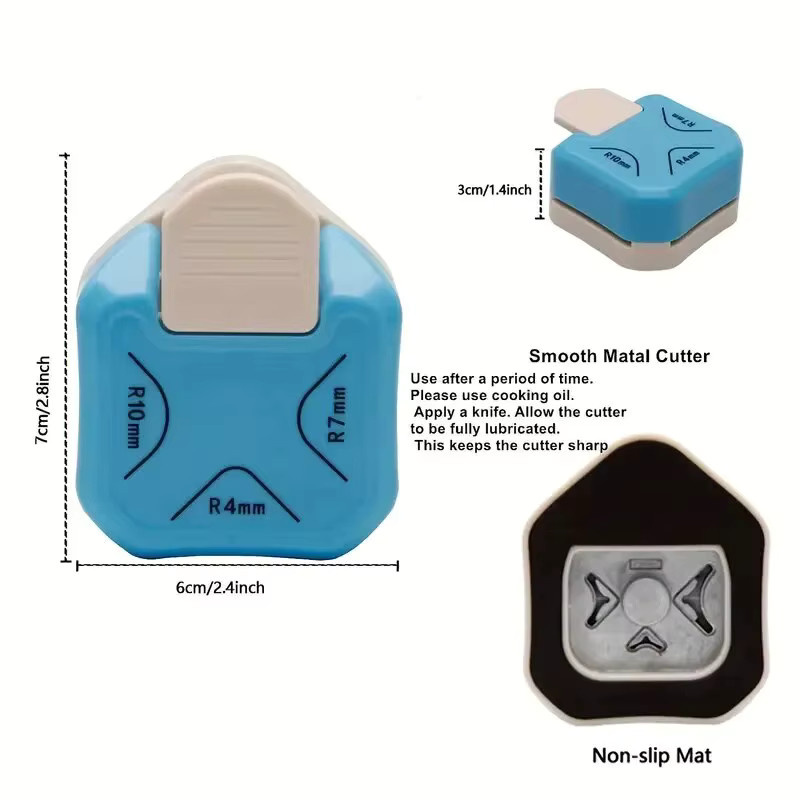 Drei-in-eins Corner Rounder: Eckabrunder, Eckenpräger und Eckenstanzer in Blau für DIY-Projekte, Fotokarten und Visitenkarten - Bild 2
