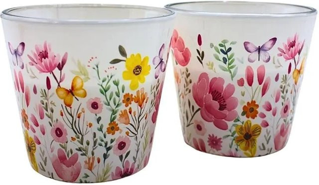 Dekohelden24 2er Set Duftkerzen Blumenwiese Aroma mit 60h Brenndauer, B/T/H: 9 x 9 x 8 cm pro Kerze - Bild 1