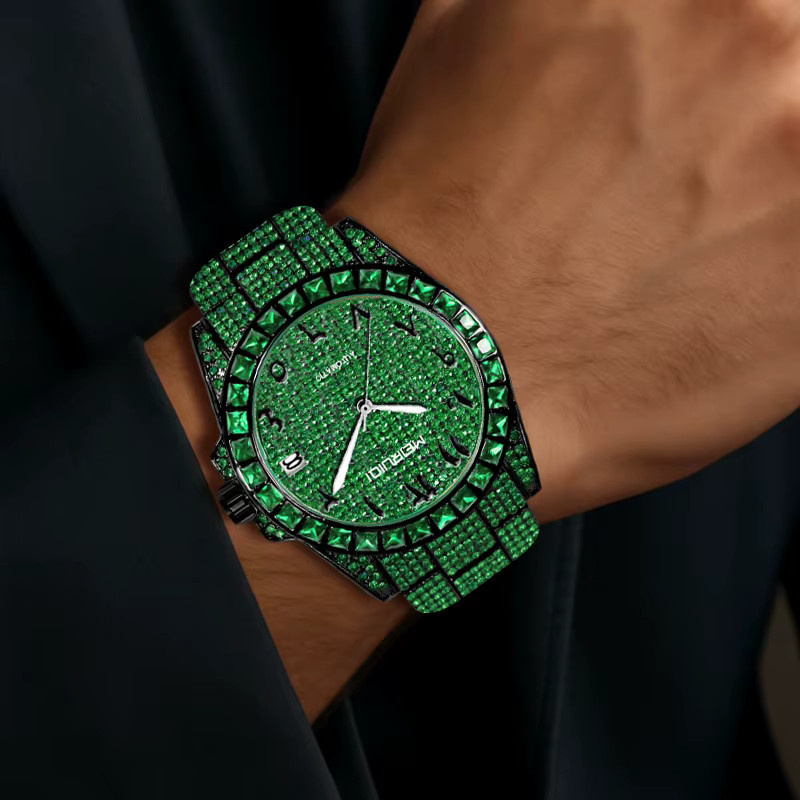 MEIRUIQI Armbanduhr, Analoguhr, Edelstahl, Grün, Herren - Bild 5