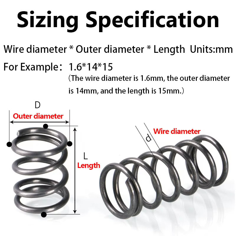 HotXYZ Zylindrische Druckfeder aus Stahl in Silber mit 1,5 mm Drahtdurchmesser - Bild 2