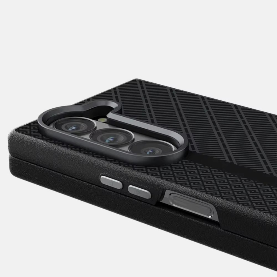 Carbon-Faser Business-Hülle für Samsung Galaxy Z Fold 7, 6 und 5, schlanke und sturzsichere Schutzhülle mit unsichtbarer magnetischer kabelloser Ladung in Schwarz oder Grün - Bild 4