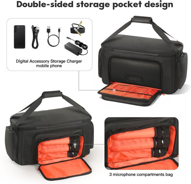 Stoßfeste Tragetasche mit Schultergurt für JBL PartyBox On The Go 2 Bluetooth Lautsprecher in Schwarz - Bild 1