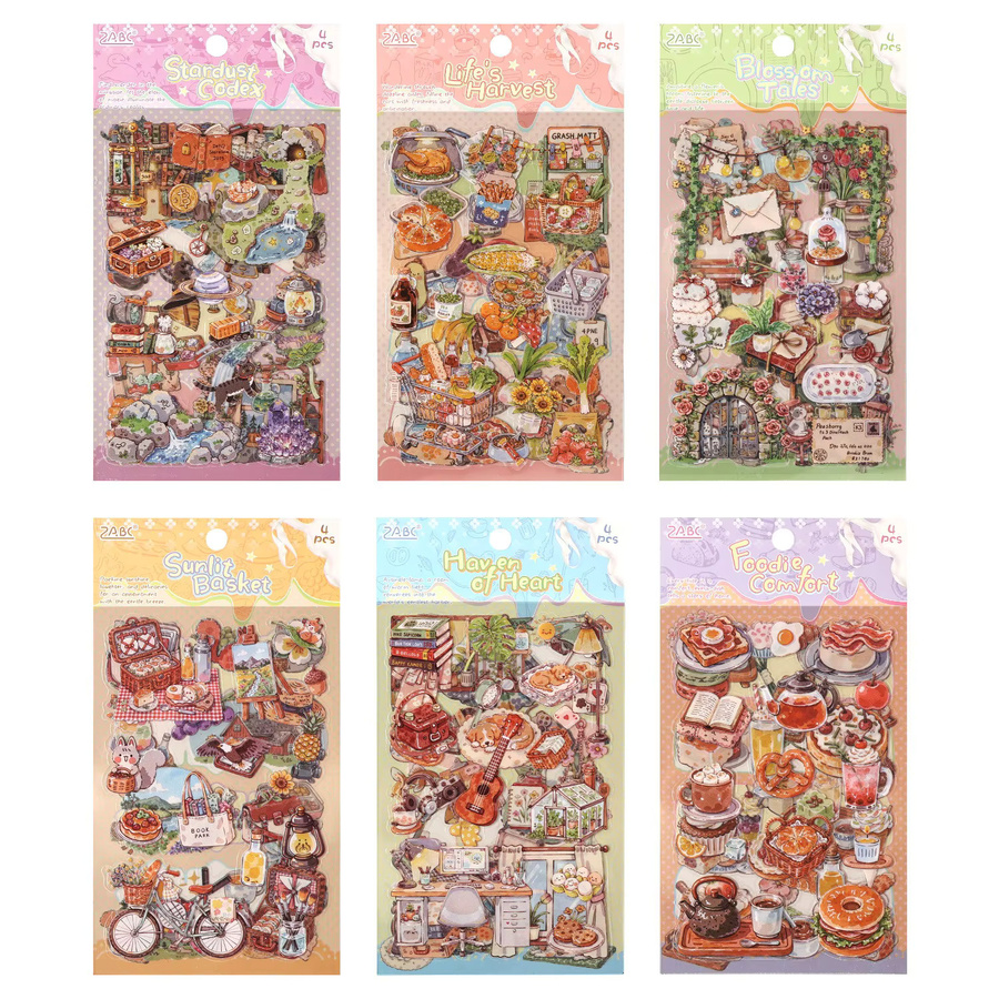 Wasserdichte PET-Sticker mit niedlichen Motiven für Journaling und Scrapbooking, Mehrfarbig - Bild 3