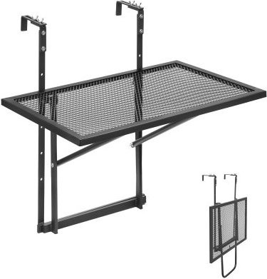 VEVOR Balkontisch aus Metall in Schwarz, klappbarer Balkonhängetisch für Geländer, 5-stufig verstellbar, B/T/H: 61 x 41 x 59 cm - Bild 1