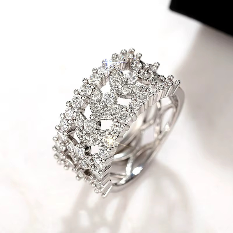 Huitan Ring, Blatt Design, Zirkonia, Silber, Damen - Bild 4