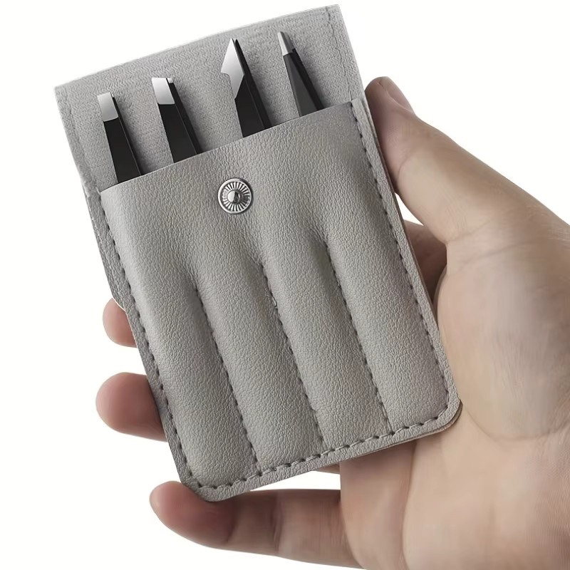 Ouriner Pinzetten-Set, 4-teilig, Edelstahl, Schwarz, Damen, Gesicht - Bild 4
