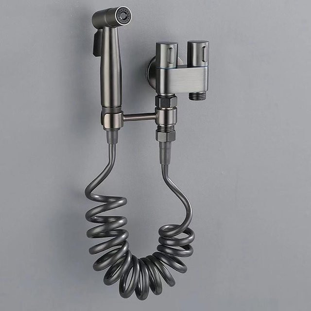 BC-Warm Home Wandmontage Duschset mit Handbrause und Bidet-Funktion, Edelstahl, Gunmetal Grau, G1/2 Anschluss - Bild 1