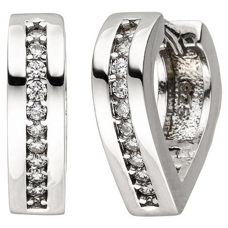 Colfem Creolen spitz, 925 Sterling Silber, 20 Zirkonia, Unisex - Bild 1