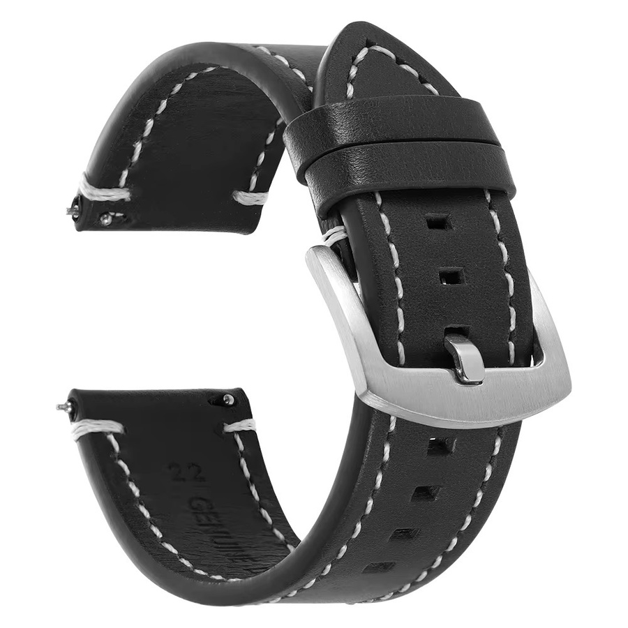 crazyband Uhrenarmband Rindsleder, Vintage, Schwarz, 20mm 22mm - Bild 3