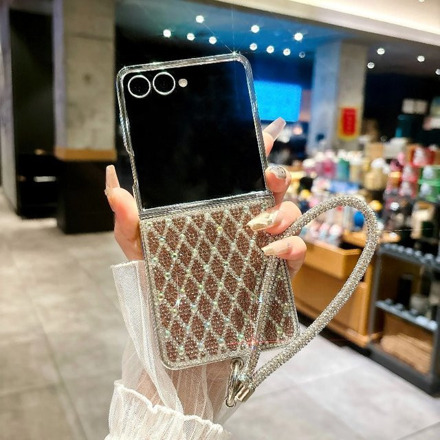 Stoßfeste Handyhülle mit Kristallbeschichtung und Diamant-Glitzer für Samsung Galaxy Z Flip 7FE, Z Flip 6, Z Flip 5 und Z Flip 4 in Grün - Bild 1