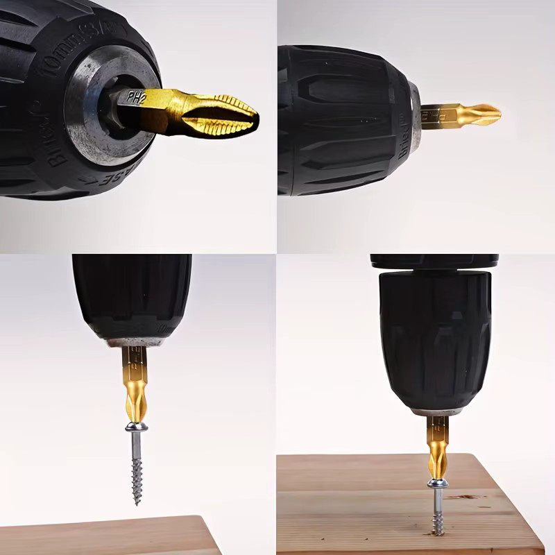 10 Stück PH2 magnetische Schraubendreher-Bits aus Titanlegierung und Chrom-Vanadium-Stahl in Gold, Länge: 25 mm - Bild 3
