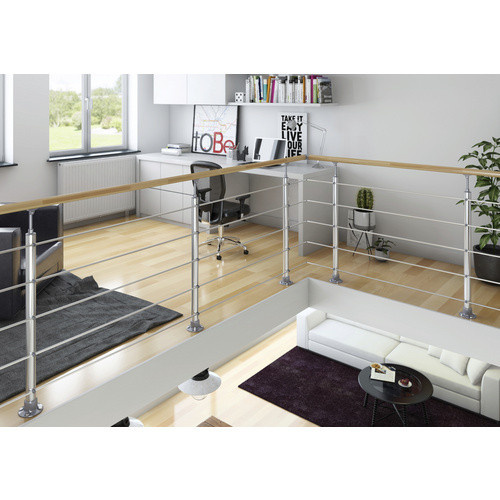 Dolle Geländersystem Prova mit Buche-Handlauf zur Bodenmontage, silberfarben, H: 100 cm, L: 150 cm - Bild 2