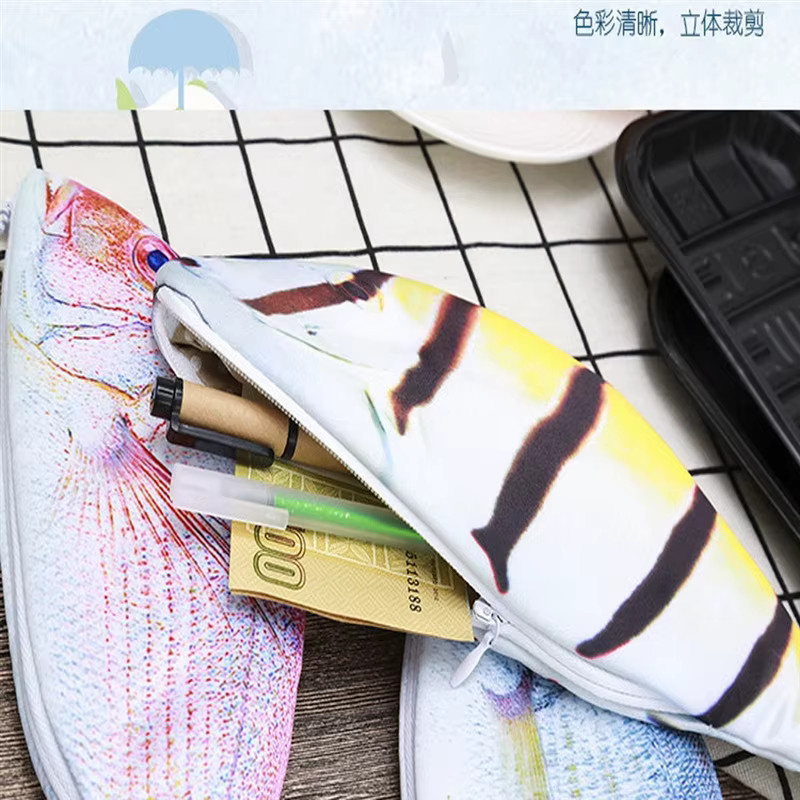 Kawaii Fisch Bleistiftmappe mit Reißverschluss als tragbare Schreibwaren-Tasche in Mehrfarbig - Bild 2
