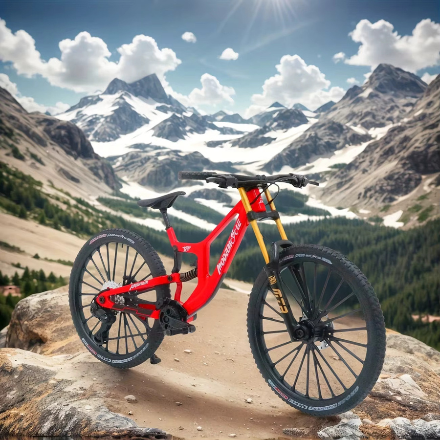 HRZPACT Legierungs-Mountainbike-Modell, Maßstab 1:6, Rot - Bild 1