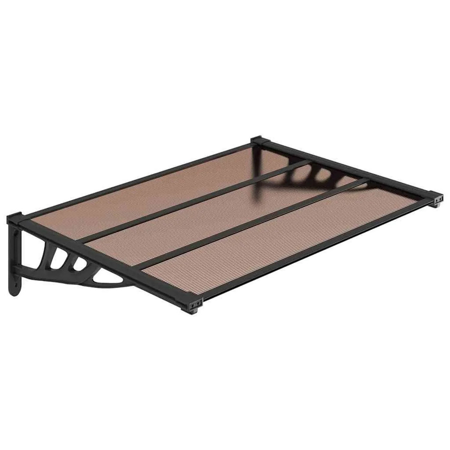 vidaXL Türvordach Schwarz aus Polycarbonat und Aluminium, B/T/H: 122 x 90 x 27,5 cm - Bild 2