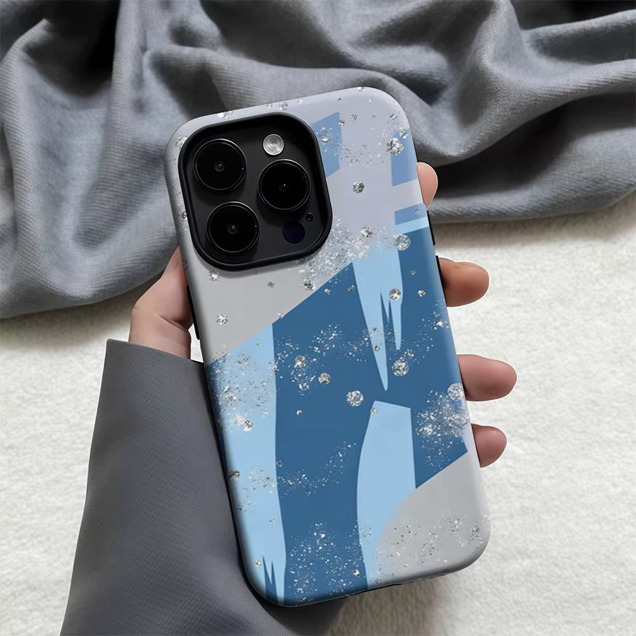 Casegame Matte MagSafe Bumper Hülle für iPhone 17 16 15 14 13 Pro Max Stoßfest aus hartem PC in Blau Silber Abstrakte Abdeckung - Bild 2