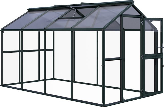 KGT Gewächshaus Galant IV in Tannengrün mit 8,8 m² Fläche, 4 mm ESG-Glas und 10 mm HKP, B/L/H: 2,16 x 4,08 x 2,38 m - Bild 1
