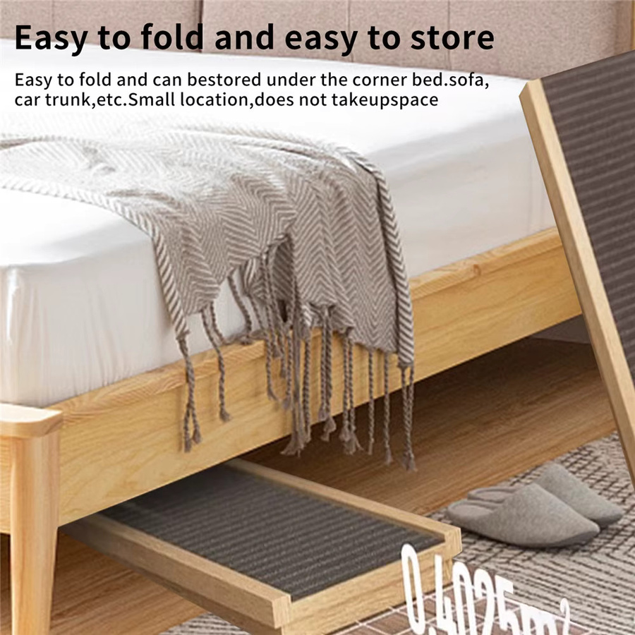 HGTUGO Massivholz-Hunderampe mit rutschfestem Teppich, höhenverstellbare Haustier-Zugangstreppe für Sofa und Auto, 70 cm - Bild 2