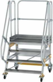Günzburger Aluminium-Plattformtreppe fahrbar 4 Stufen 60 Grad Silber - Bild 1