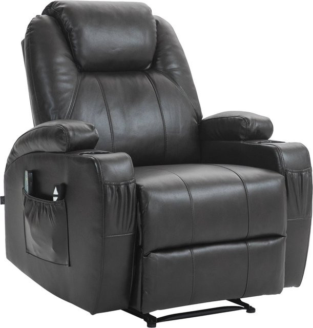DELUKE Lounger Sessel PORTO in Braun aus Kunstleder mit Armlehnen und Getränkehalter, B/T/H: 83 x 94 x 105 cm - Bild 1