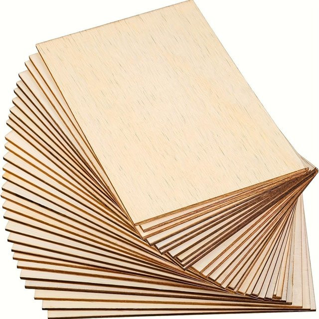 15 Stück rechteckige Holzplatten für Bastelarbeiten und DIY-Projekte, unbehandelt, Farbe: beige, B/T: 15 x 10 cm - Bild 1