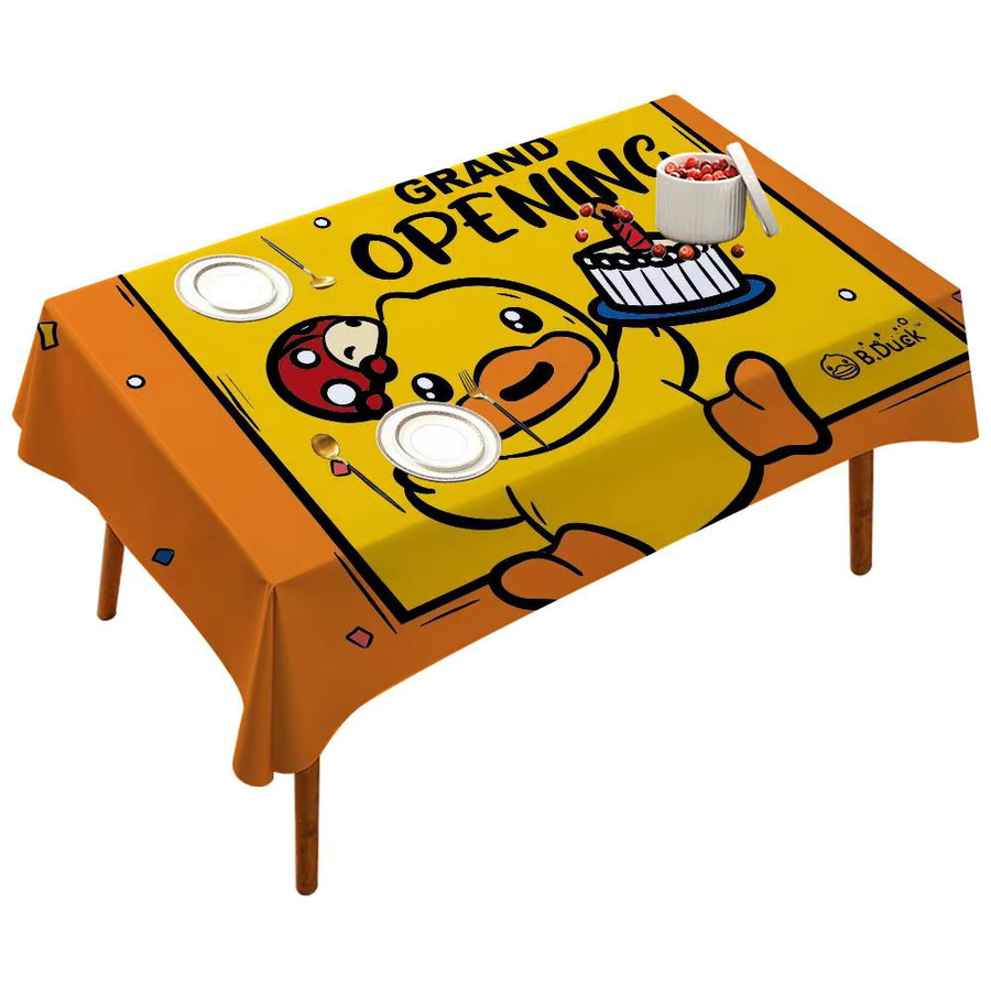 B-B D-Duck Tischdecke aus PVC in Gelb, wasserdicht und ölbeständig, rechteckig mit grafischem Design - Bild 6