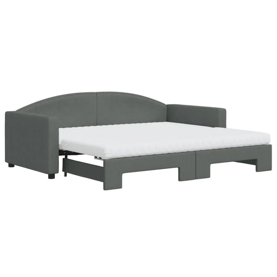 vidaXL Ausziehbares Tagesbett mit Matratze in Dunkelgrau, modernes Design mit Schaumstofffüllung, B/T/H: 213 x 90 x 75 cm - Bild 2