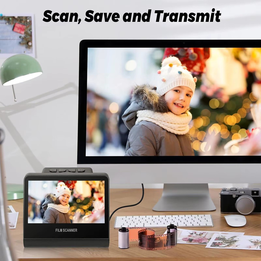 KKMOON Digitaler Filmscanner mit 22MP Auflösung, 5-Zoll-LCD-Bildschirm und 16GB Speicher, Schwarz, Konvertierung von Negativfolien in JPEG-Fotos - Bild 2