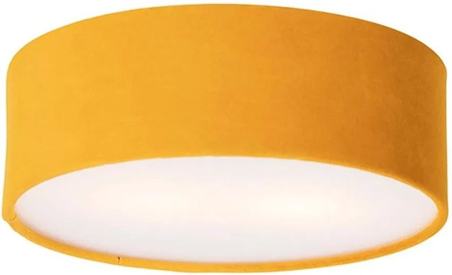 QAZQA Deckenleuchte Drum in Azogelb Hell Ocker mit goldener Innenseite, dimmbar, Durchmesser: 30 cm - Bild 1