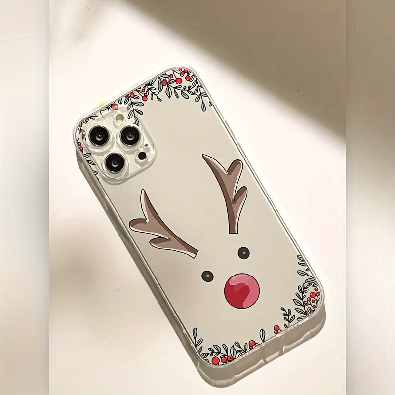 Transparente TPU-Handyhülle mit Weihnachts-Rentierkopf-Muster für iPhone 17 16 15 14 13 12 11 Pro Max Plus Mini und XS XR X 7 8 - Bild 3